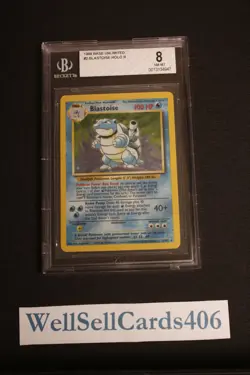 1999 Pokemon Base Set Unlimited Blastoise Holo 2/102 BGS 8 NM-MT PSA CGC - Image 1