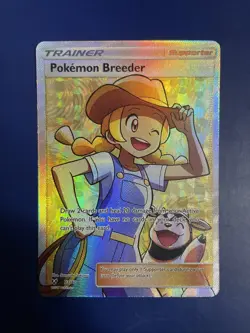 Pokemon Breeder 73/73 Shining Legends Ultra Rare Full Art Holo Near Mint - Image 1