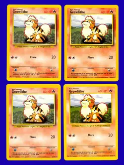 LOT of (4) 1999 Pokemon Game Base Set Growlithe 28/102 - RARE - Mint to Gem Mint - Image 1