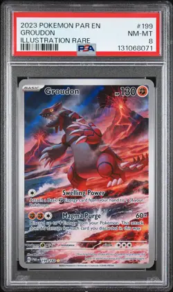 2023 POKEMON PAR EN-PARADOX RIFT ILLUSTRATION RARE #199 GROUDON PSA 8 - Image 1