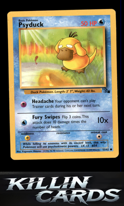 Psyduck 53/62 Pokemon Common Fossil Card LP - Image 1