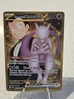 Team Rocket's Mewtwo ex Gold Pokemon 240/182 Sv10: Destined Rivals Holo NM - Image 1