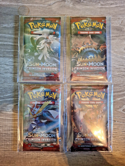 Pokemon TCG Sun and Moon Crimson Invasion 4x Booster Packs Complete Art Set SM04 - Image 1