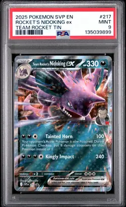 2025 POKEMON SVP EN-SV BLACK STAR PROMO #217 TEAM ROCKET'S NIDOKING EX PSA 9 - Image 1