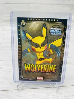 Pikachu as Wolverine #E18 Rare Gold Holo Heroes & Villains (non-Pokemon fan art) - Image 1