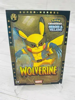 Pikachu as Wolverine #E18 Rare Gold Holo Heroes & Villains (non-Pokemon fan art) - Image 2
