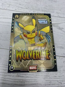 Pikachu as Wolverine #E18 Rare Gold Holo Heroes & Villains (non-Pokemon fan art) - Image 5