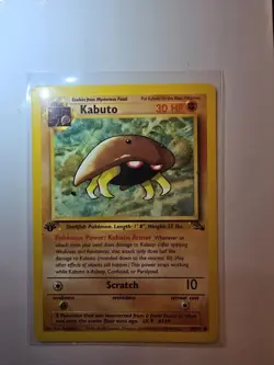 Pokemon TCG Kabuto Fossil Card 50/62 Regular Common 1st Edition - Image 1