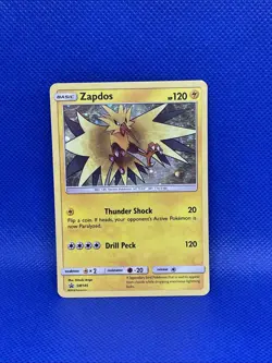 Zapdos SM145 Sun & Moon Black Star Promo Cosmos Holo Pokemon Card DMG - Image 1