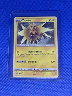 Zapdos SM145 Sun & Moon Black Star Promo Cosmos Holo Pokemon Card DMG - Image 3