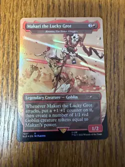 FOIL BORDERLESS SECRET LAIR Makari the Lucky Grot-Krenko, Tin Street Kingpin NM - Image 1