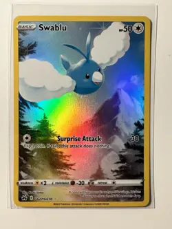 Pokemon TCG Swablu Crown Zenith: Galarian Gallery GG27/GG70 Holo Holo Rare - Image 1