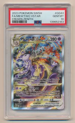 PSA 10 Pokemon Crown Zenith Full Art Mewtwo VStar GG44/GG70 GEM MINT Condition! - Image 1