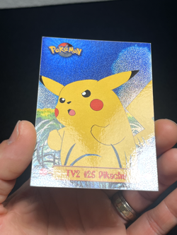 Topps Pokemon black logo rainbow foil sandpaper TV2 Pikachu #25 LP - Image 2
