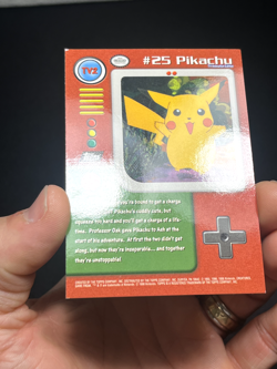 Topps Pokemon black logo rainbow foil sandpaper TV2 Pikachu #25 LP - Image 4