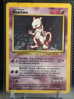 Mewtwo 10/102 Base Set Unlimited Holo Rare Pokemon TCG 1999 WOTC - Image 1