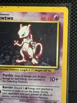 Mewtwo 10/102 Base Set Unlimited Holo Rare Pokemon TCG 1999 WOTC - Image 3