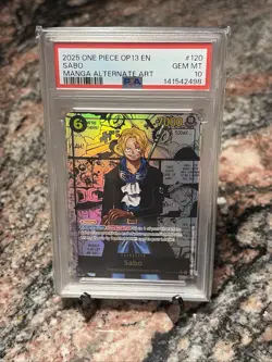 2025 ONE PIECE OP13-CARRYING ON HIS WILL 120 SABO MANGA ALTERNATE ART PSA 10 - Image 1