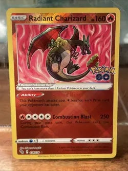 Pokemon TCG Radiant Charizard Pokemon Go Holo Ultra Rare Card 011/078 - Image 1