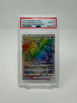 Pokemon TCG Charizard VSTAR Rainbow Secret Rare Brilliant Stars 174/172 PSA 10 - Image 1