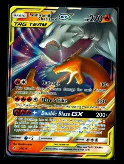 Pokemon Reshiram & Charizard GX TAG TEAM Ultra Rare Holo 20/214 270 NM - Image 1