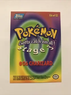 Pokemon Topps #06 Charizard E6 of 12 Non-Holo Vintage 1999 Blue Logo - Image 2