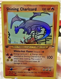 Fan Made Art Pokemon Shining Charizard 107/105 1st Edition Secret Rare - Image 1