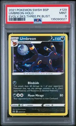 2021 Umbreon W/ Swirl Pokemon Swsh Black Star Promo #129 PSA 9 - Image 1