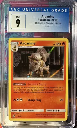 Arcanine 6/18 Holo 2019 Detective Pikachu CGC 9 Pokemon TCG - Image 1