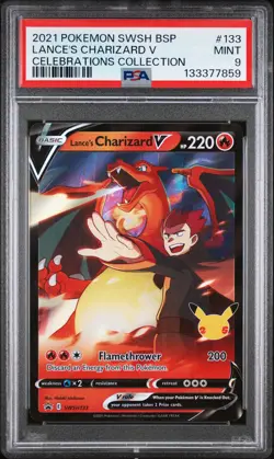 2021 POKEMON SWSH BLACK STAR PROMO CELEBRATIONS COLL LANCE'S CHARIZARD V PSA 9 - Image 1