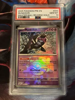 Pokemon TCG Munkidori Master Ball Reverse Holo 044/131 Rare Holo PSA 10 2025 - Image 1