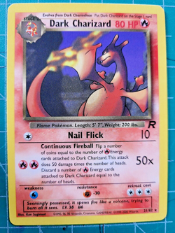 2000 Pokemon Team Rocket Unlimited #21 Dark Charizard Rare Pokemon Gaming - Image 1