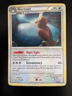 Noctowl Holo Rare HGSS Base Set 8/123 Pokemon Card NM Swirl* - Image 1