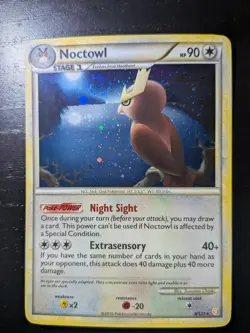 Noctowl Holo Rare HGSS Base Set 8/123 Pokemon Card NM Swirl* - Image 3