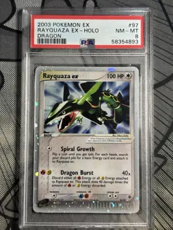 PSA 8 NM-MINT POKEMON RAYQUAZA EX DRAGON HOLO- RARE DRAGON SERIES 97/97 🔥🔥 - Image 1