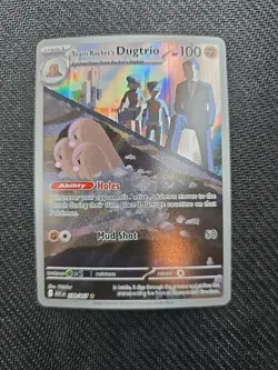 Pokemon TCG Team Rocket's Dugtrio 239/217 SV08 Rare Holo Stage 1 100HP - Image 1