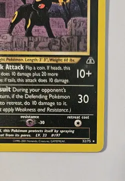 Umbreon 32/75 Neo Discovery 1st Edition Pokemon NM - Image 3