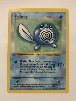 Pokemon TCG Poliwag Base Set 59/102 Regular 1st Edition Common Card Shadowless - Image 1