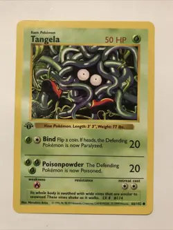 Pokemon TCG Tangela Base Set 66/102 Regular 1st Edition Common Card Shadowless - Image 1