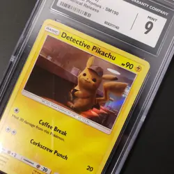 Graded Pokemon Card Detective Pikachu SM190 Sm Holo CGC 9 - Image 1