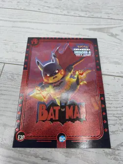 Pikachu as BATMAN #E30 Rare Red Holo ⚡Heroes & Villains (non-Pokemon fan art) - Image 4