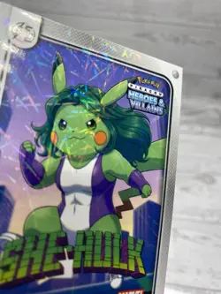 Pikachu as She-Hulk #88 Lazer Holo Marvel Heroes & Villains Non-Pokemon Fan Art - Image 3