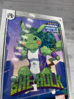 Pikachu as She-Hulk #88 Lazer Holo Marvel Heroes & Villains Non-Pokemon Fan Art - Image 4