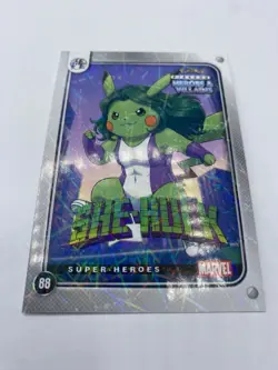 Pikachu as She-Hulk #88 Lazer Holo Marvel Heroes & Villains Non-Pokemon Fan Art - Image 5