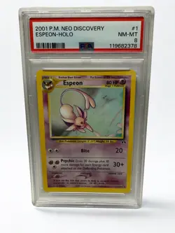 Pokemon Espeon Holo Neo Discovery 1/75 Unlimited Holo Rare PSA 8 - Image 1