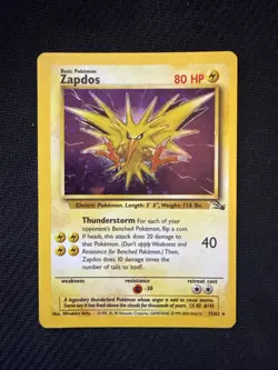 Pokemon TCG Zapdos 15/62 Fossil Unlimited Holo Rare WOTC A - Image 2