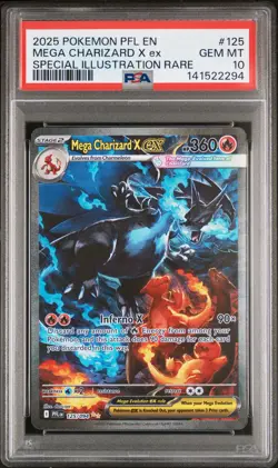 2025 POKEMON PFL EN-PHANTASMAL FLAMES #125 MEGA CHARIZARD X EX PSA 10 - Image 1