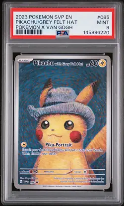 2023 POKEMON SVP EN-SV BLACK STAR PROMO #085 PIKACHU WITH GREY FELT HAT PSA 9 - Image 1