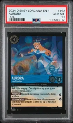 2024 Disney Lorcana EN4 Aurora PSA 10 GEM FOIL #140 SUPER RARE Sleeping Beauty - Image 1