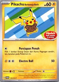 Pokemon Berkemeja Staryu Promo Pikachu's Indonesia Journey Card 155/SV-P - Image 1